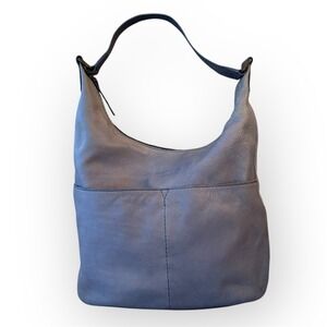 American Leather Co Carrie Hobo Bag Soft Light Blue Pebbled Leather Shoulder Bag
